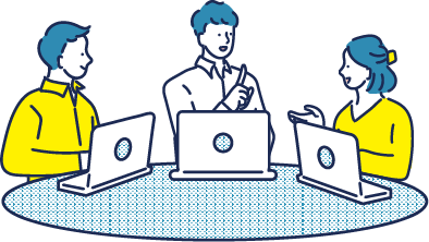 チームで話し合う3人のイラスト